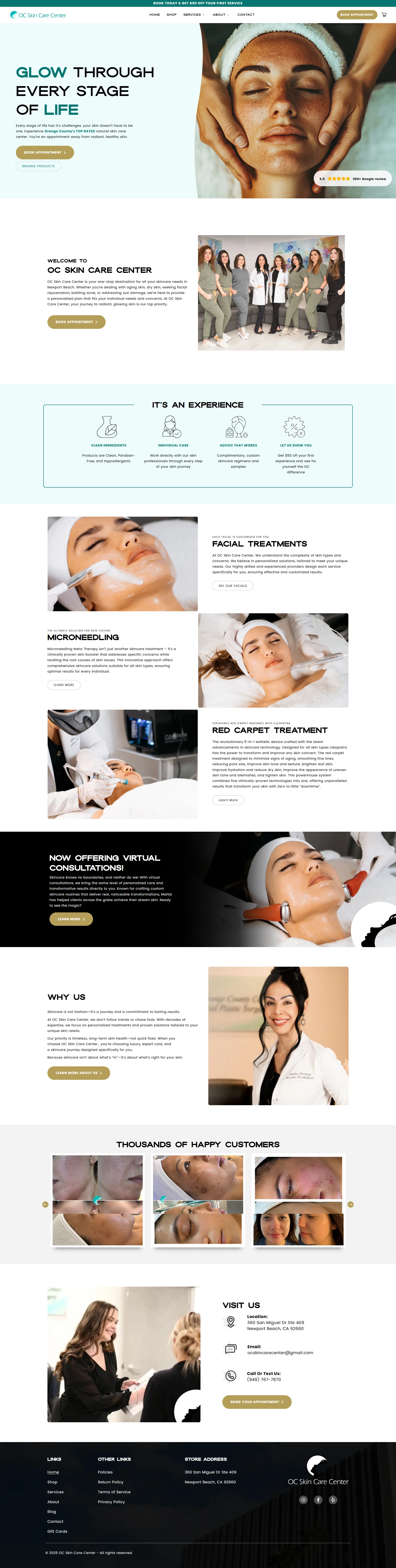 OC Skin Care Center Shopify store